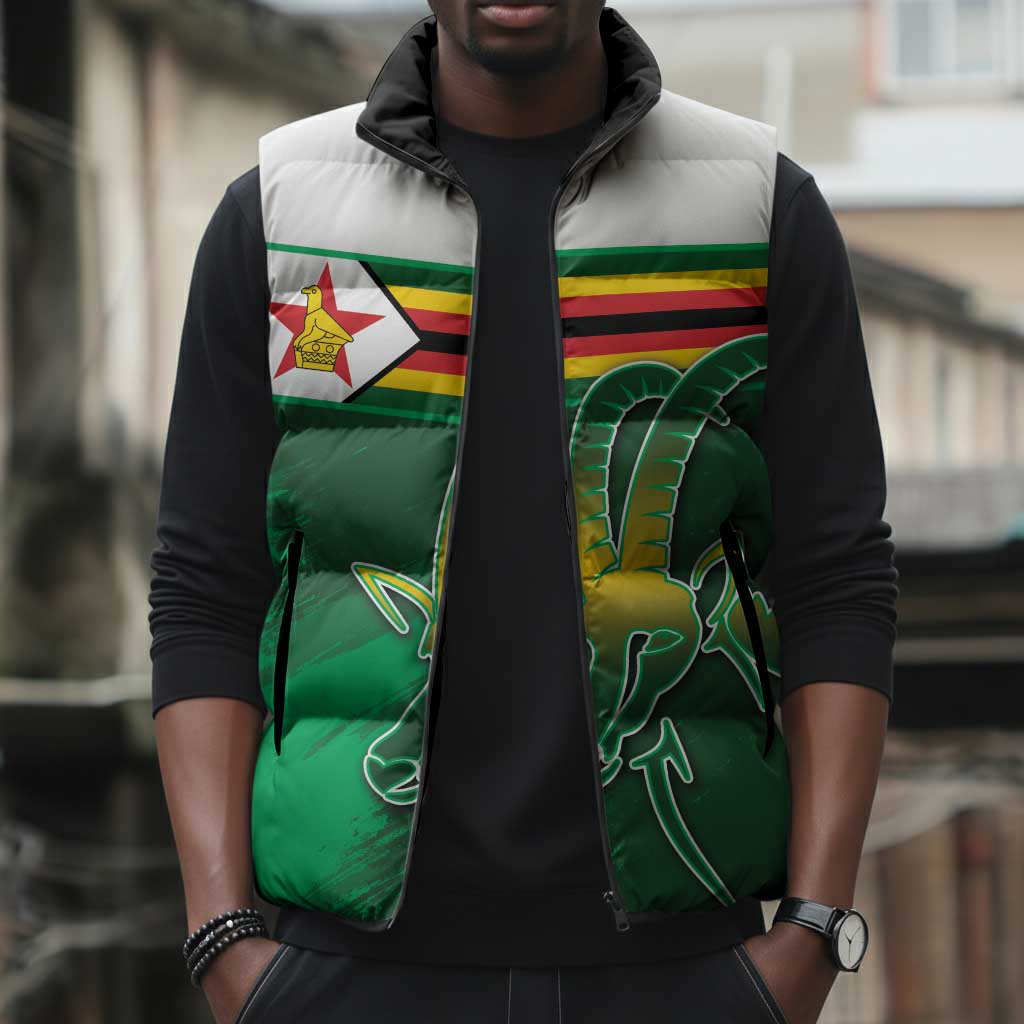 Zimbabwe Rugby Personalized Sleeveless Puffer Jacket Charging Sables Spirit