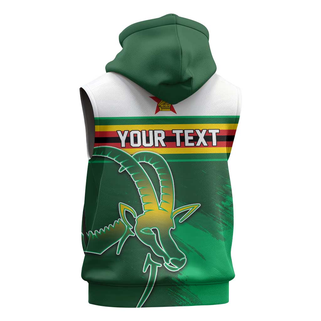 Zimbabwe Rugby Personalized Sleeveless Zip Hoodie Charging Sables Spirit