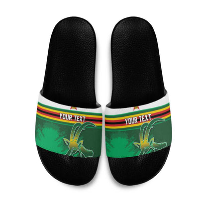 Zimbabwe Rugby Personalized Slide Sandals Charging Sables Spirit