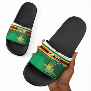 Zimbabwe Rugby Personalized Slide Sandals Charging Sables Spirit