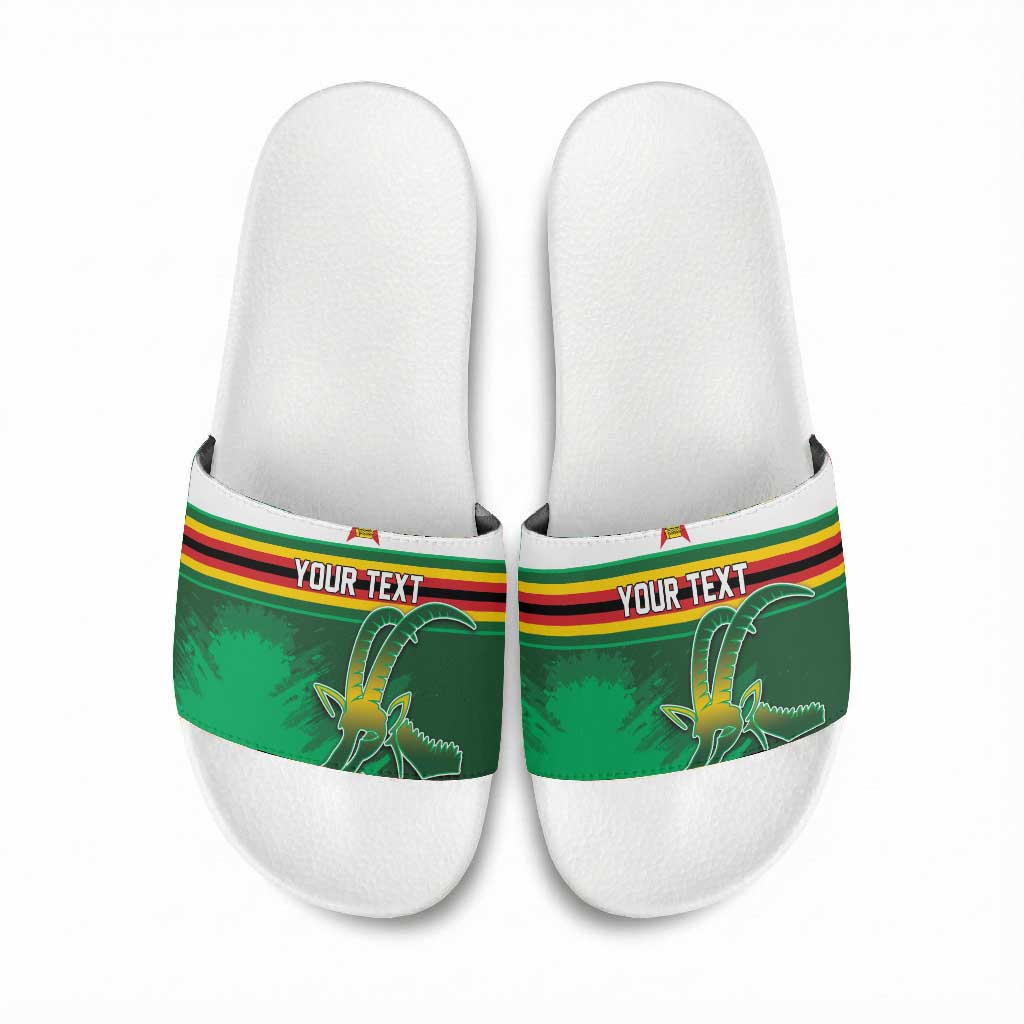 Zimbabwe Rugby Personalized Slide Sandals Charging Sables Spirit