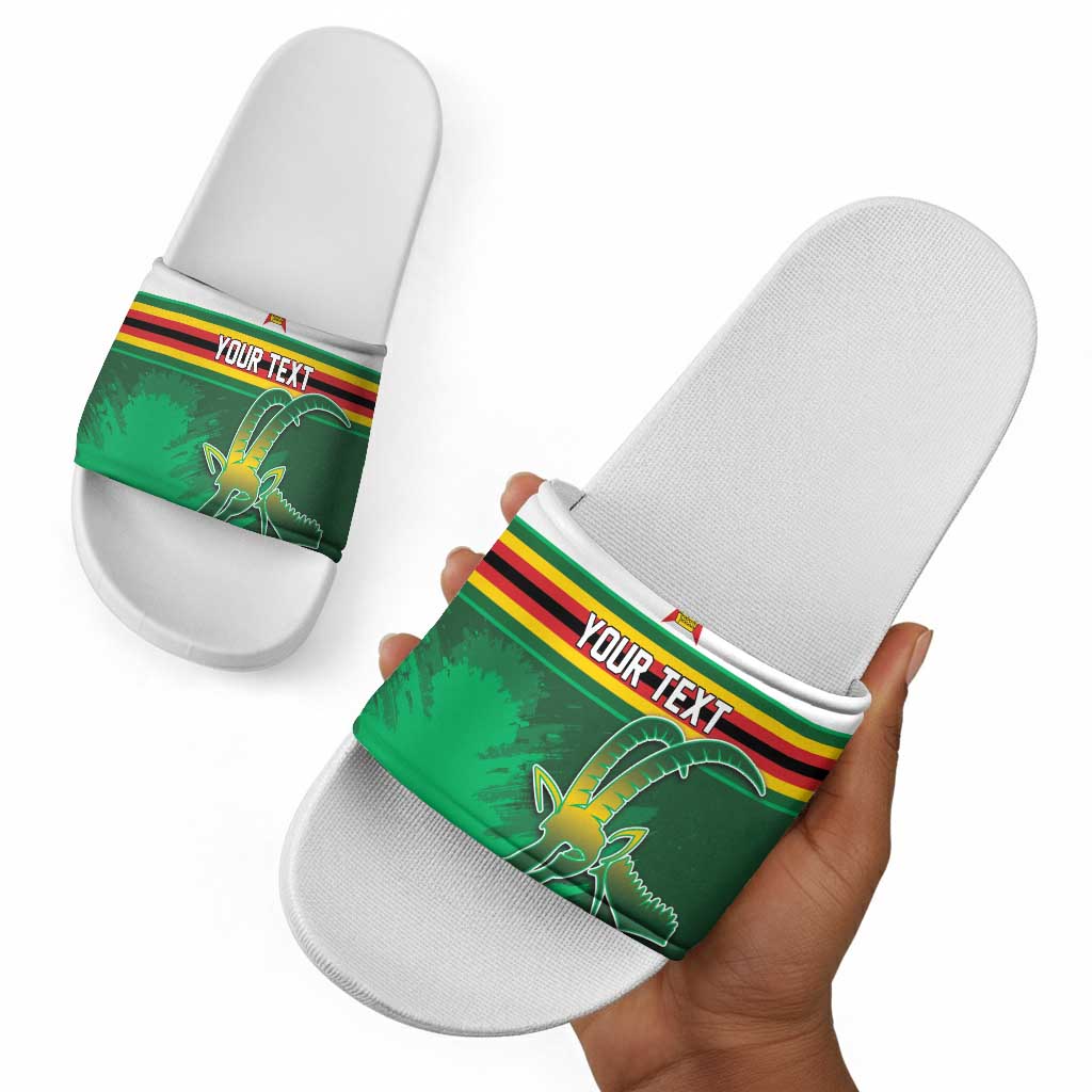 Zimbabwe Rugby Personalized Slide Sandals Charging Sables Spirit