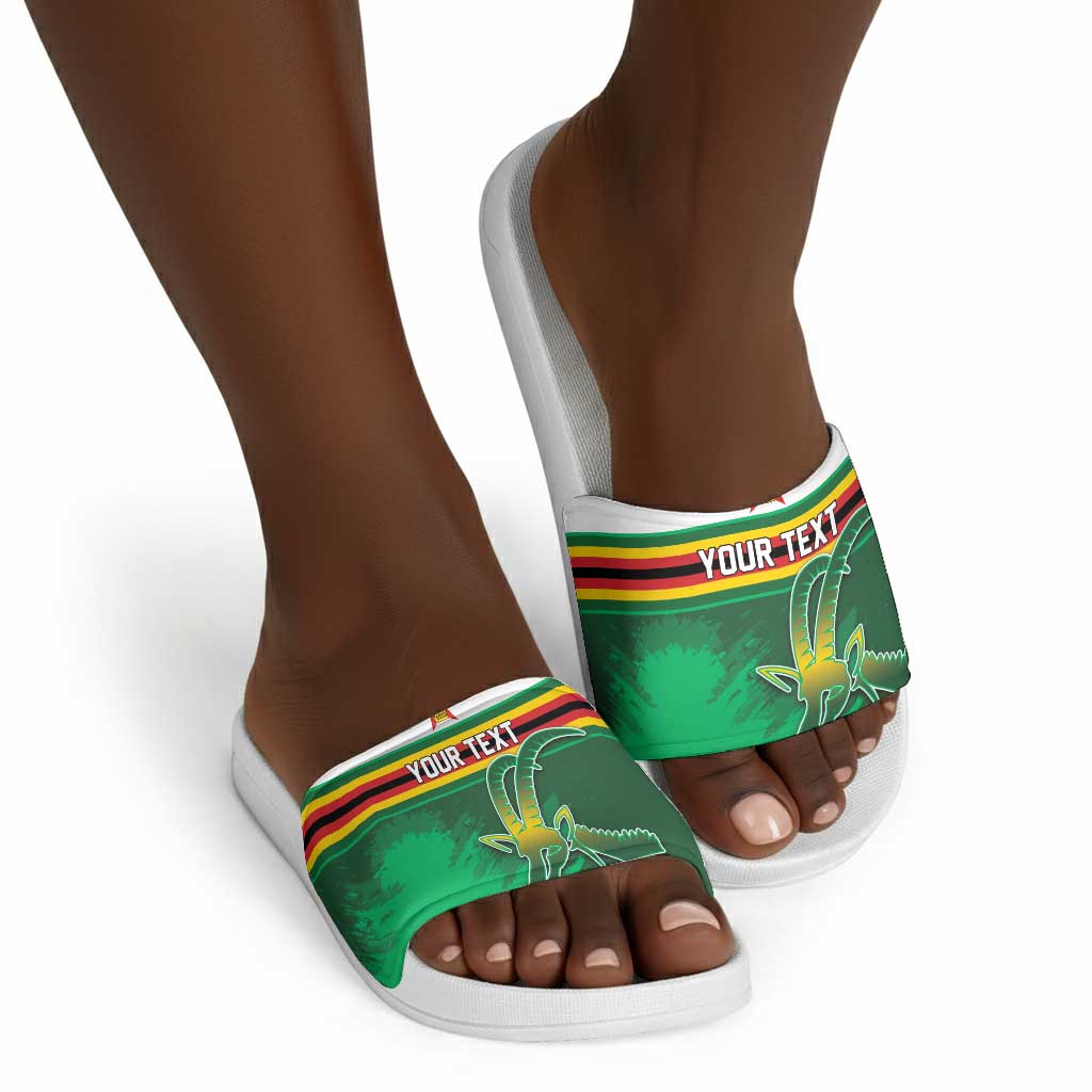 Zimbabwe Rugby Personalized Slide Sandals Charging Sables Spirit