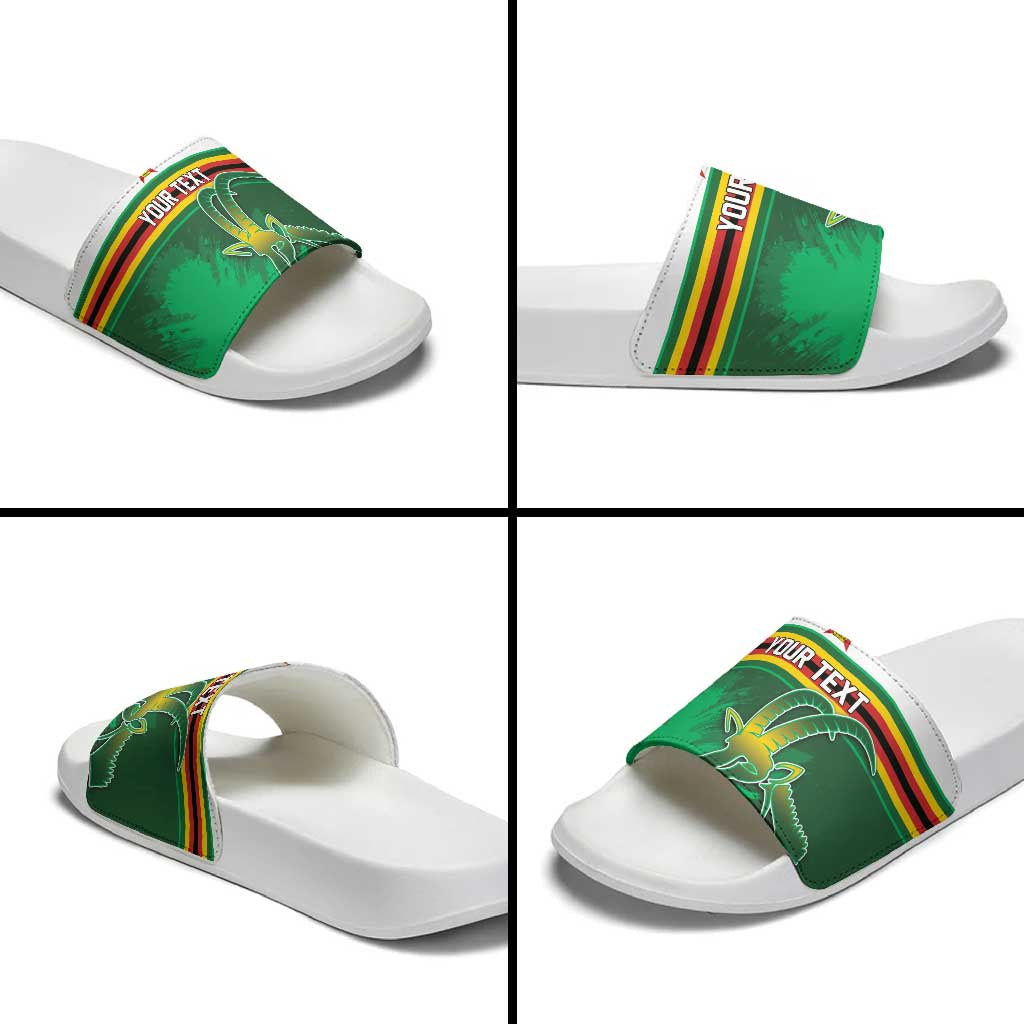 Zimbabwe Rugby Personalized Slide Sandals Charging Sables Spirit