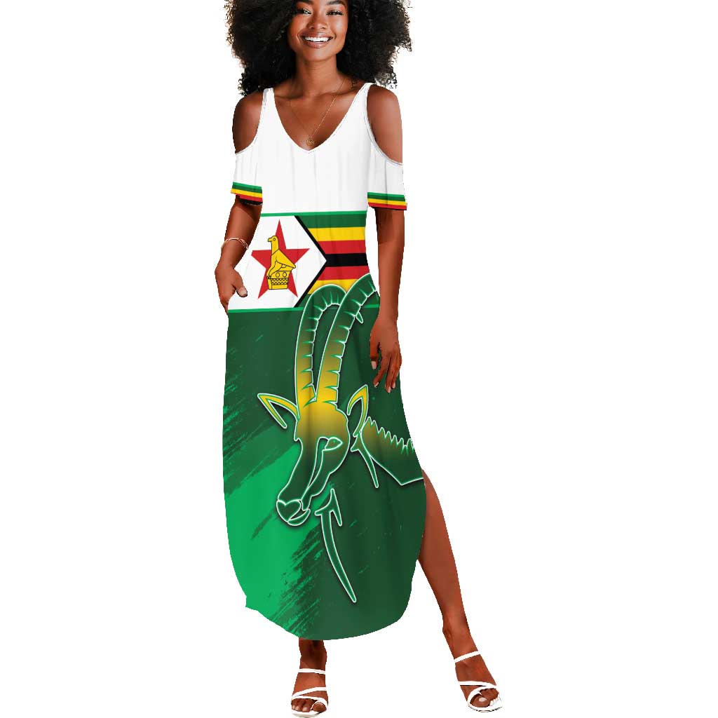 Zimbabwe Rugby Personalized Summer Maxi Dress Charging Sables Spirit