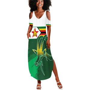 Zimbabwe Rugby Personalized Summer Maxi Dress Charging Sables Spirit