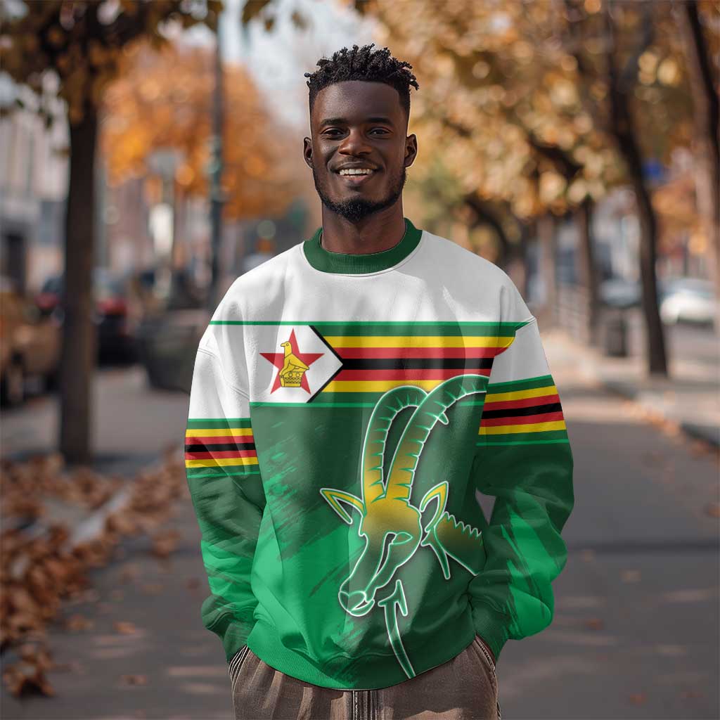 Zimbabwe Rugby Personalized Sweatshirt Charging Sables Spirit