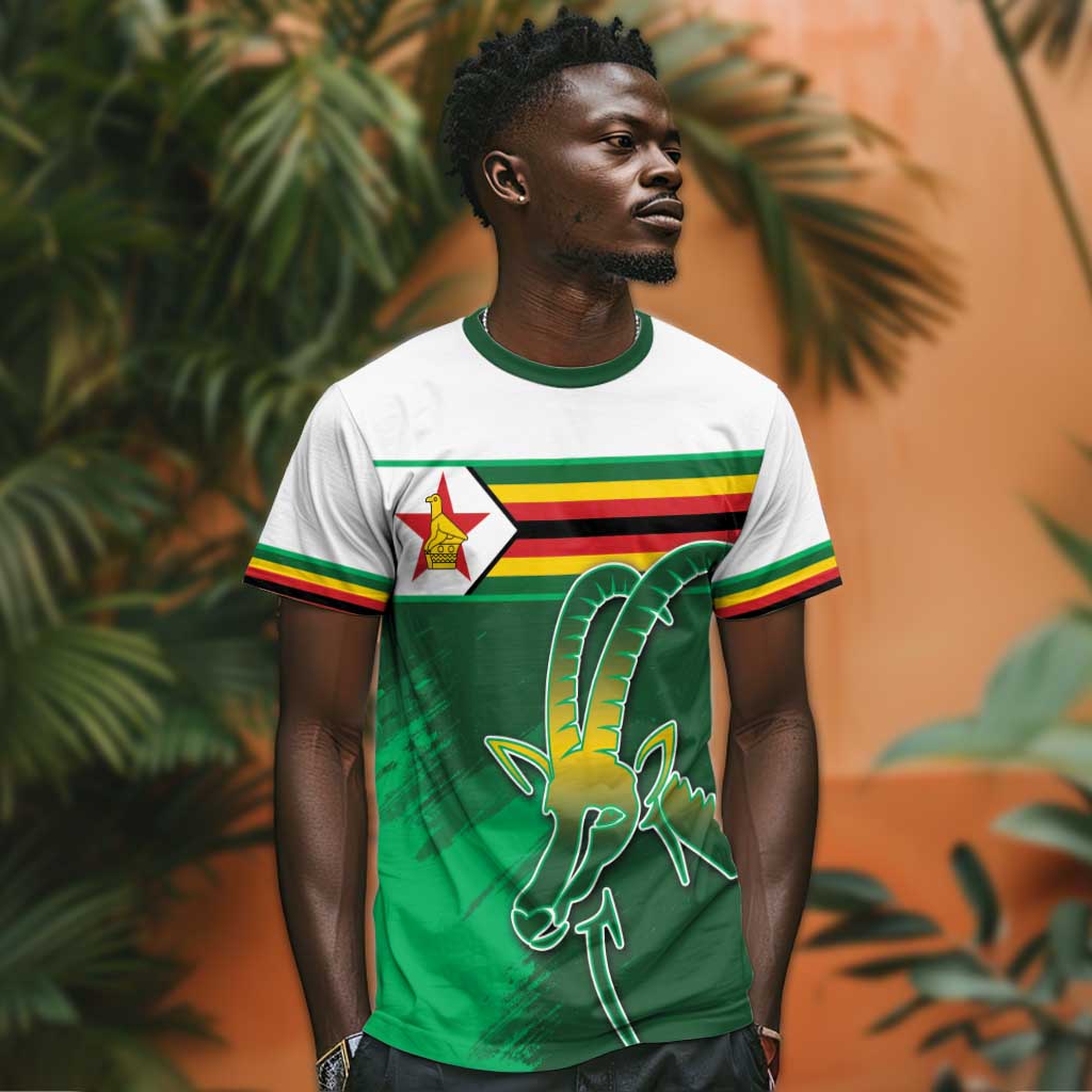 Zimbabwe Rugby Personalized T shirt Charging Sables Spirit