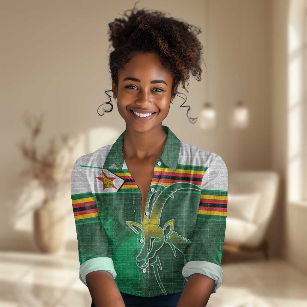 Zimbabwe Rugby Personalized Women Casual Shirt Charging Sables Spirit