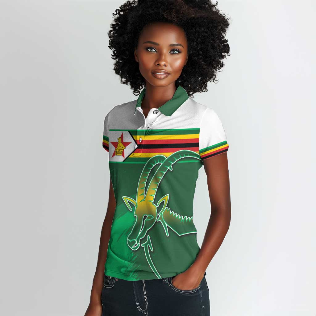 Zimbabwe Rugby Personalized Women Polo Shirt Charging Sables Spirit