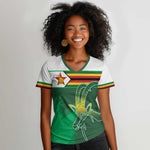 Zimbabwe Rugby Personalized Women V-Neck T-Shirt Charging Sables Spirit