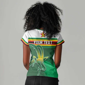 Zimbabwe Rugby Personalized Women V-Neck T-Shirt Charging Sables Spirit