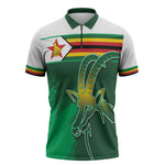 Zimbabwe Rugby Personalized Zipper Polo Shirt Charging Sables Spirit