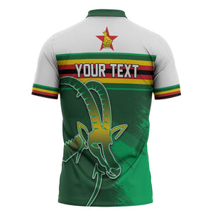 Zimbabwe Rugby Personalized Zipper Polo Shirt Charging Sables Spirit