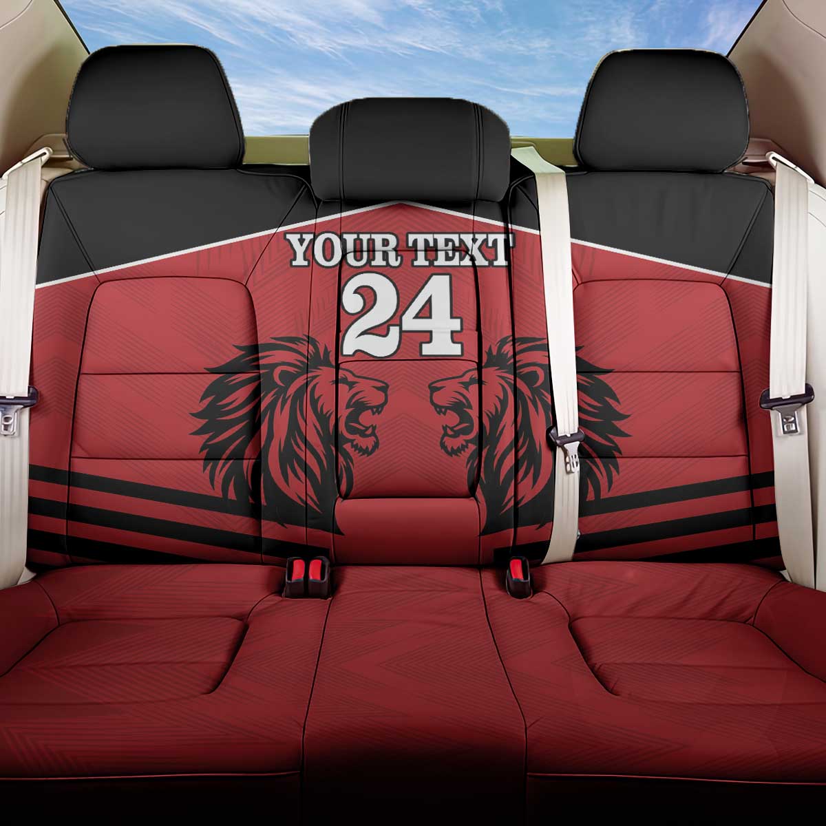 Custom Afro Kenya Rugby Back Car Seat Cover African Lion Head