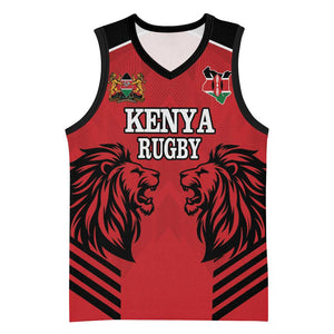 Custom Afro Kenya Rugby Basketball Jersey African Lion Head LT18