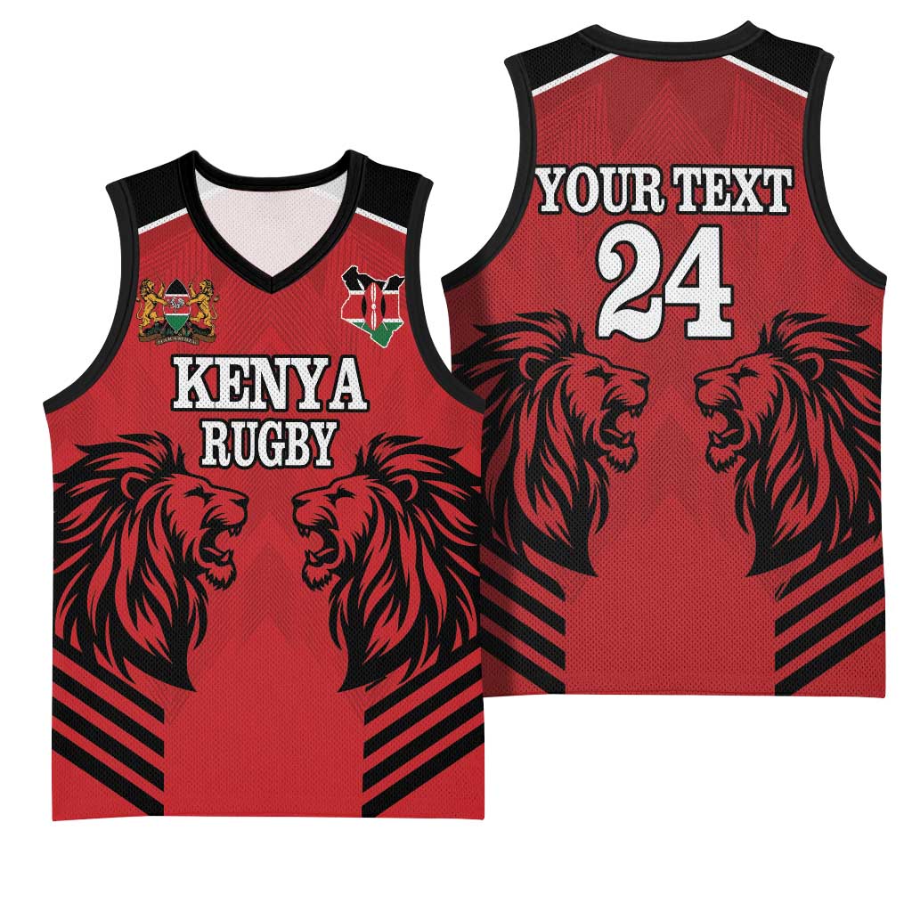 Custom Afro Kenya Rugby Basketball Jersey African Lion Head LT18
