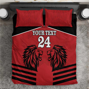 Custom Afro Kenya Rugby Bedding Set African Lion Head