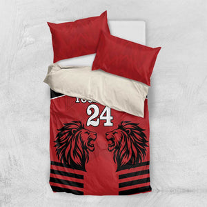 Custom Afro Kenya Rugby Bedding Set African Lion Head