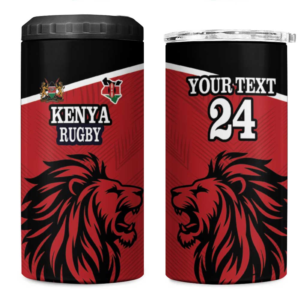 Custom Afro Kenya Rugby 4 in 1 Can Cooler Tumbler African Lion Head