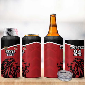 Custom Afro Kenya Rugby 4 in 1 Can Cooler Tumbler African Lion Head