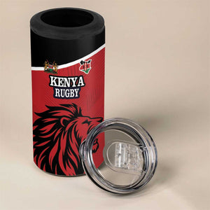 Custom Afro Kenya Rugby 4 in 1 Can Cooler Tumbler African Lion Head