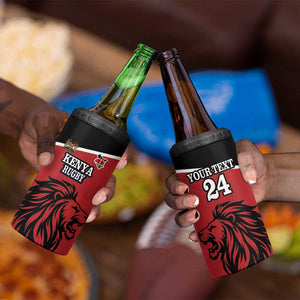 Custom Afro Kenya Rugby 4 in 1 Can Cooler Tumbler African Lion Head