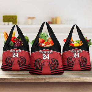 Custom Afro Kenya Rugby Grocery Bag African Lion Head