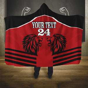 Custom Afro Kenya Rugby Hooded Blanket African Lion Head