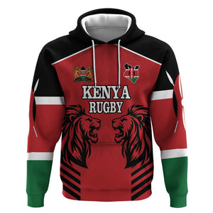 Custom Afro Kenya Rugby Hoodie African Lion Head