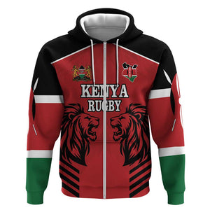 Custom Afro Kenya Rugby Hoodie African Lion Head