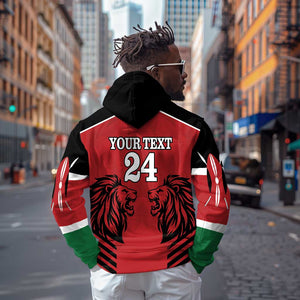 Custom Afro Kenya Rugby Hoodie African Lion Head