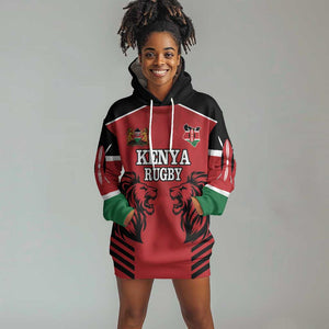 Custom Afro Kenya Rugby Hoodie Dress African Lion Head