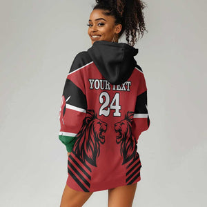 Custom Afro Kenya Rugby Hoodie Dress African Lion Head