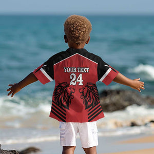 Custom Afro Kenya Rugby Kid Hawaiian Shirt African Lion Head