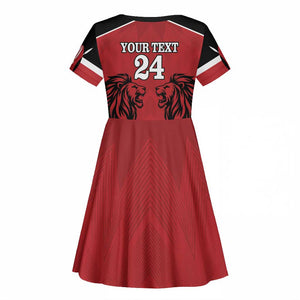 Custom Afro Kenya Rugby Kid Short Sleeve Dress African Lion Head