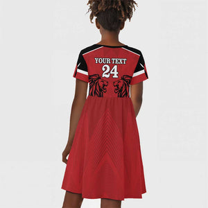 Custom Afro Kenya Rugby Kid Short Sleeve Dress African Lion Head