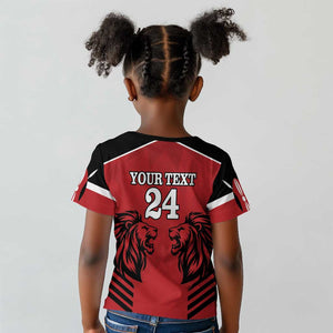 Custom Afro Kenya Rugby Kid T shirt African Lion Head