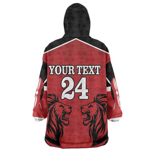 Custom Afro Kenya Rugby Kid Wearable Blanket Hoodie African Lion Head