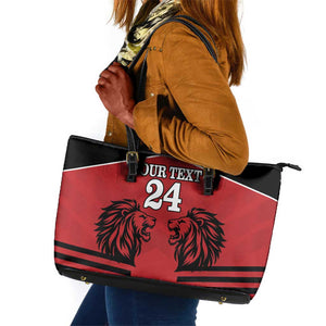 Custom Afro Kenya Rugby Leather Tote Bag African Lion Head