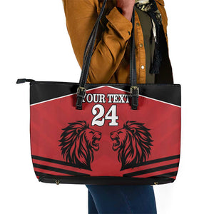 Custom Afro Kenya Rugby Leather Tote Bag African Lion Head