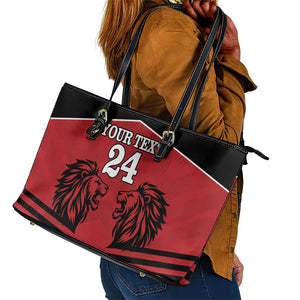 Custom Afro Kenya Rugby Leather Tote Bag African Lion Head