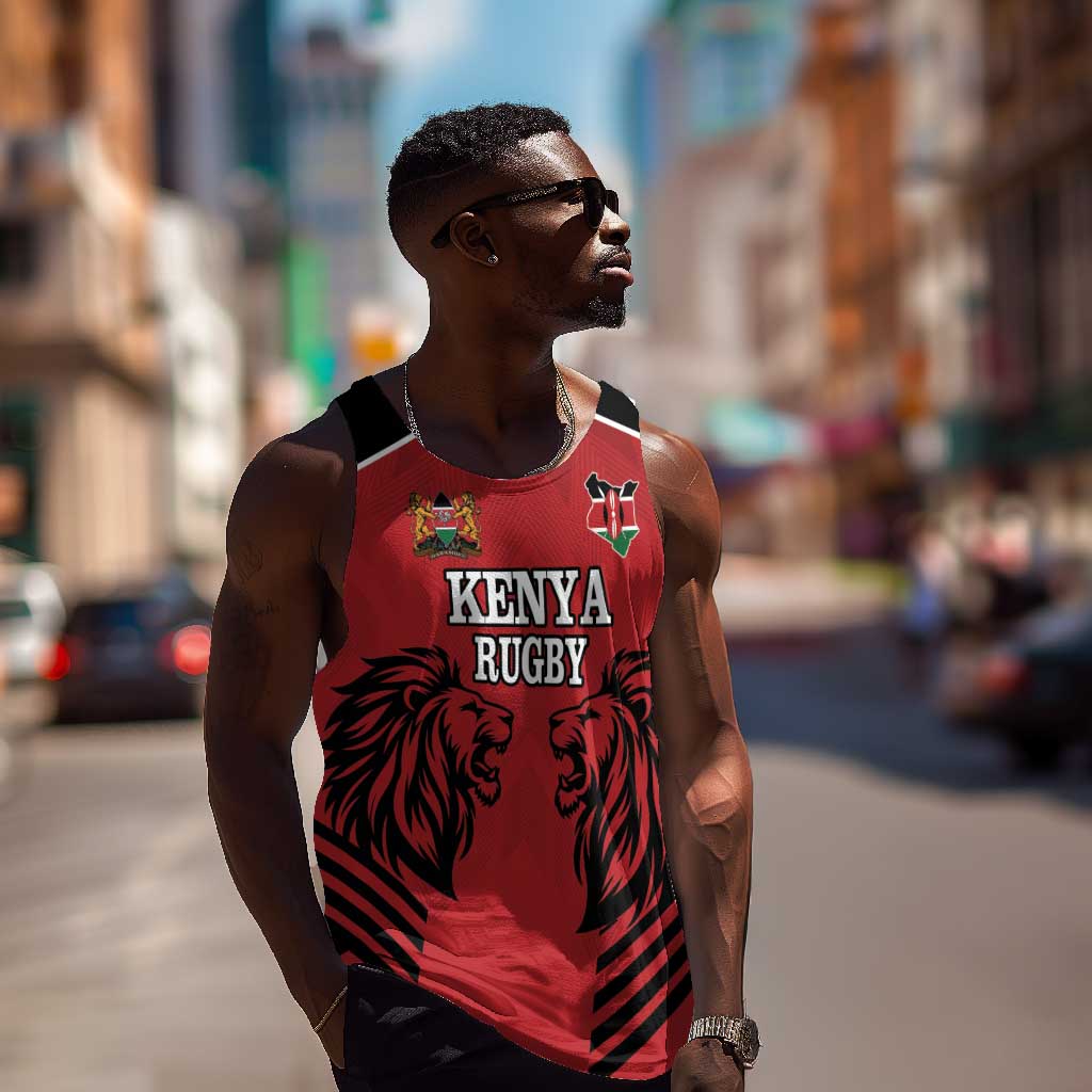 Custom Afro Kenya Rugby Men Tank Top African Lion Head