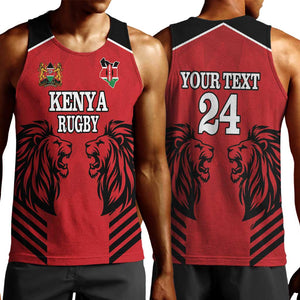 Custom Afro Kenya Rugby Men Tank Top African Lion Head