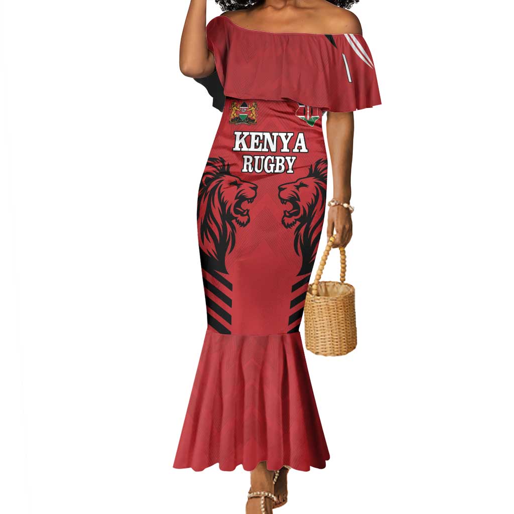 Custom Afro Kenya Rugby Mermaid Dress African Lion Head