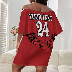 Custom Afro Kenya Rugby Off Shoulder Short Dress African Lion Head