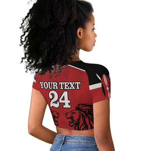 Custom Afro Kenya Rugby Raglan Cropped T shirt African Lion Head