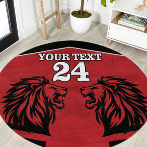 Custom Afro Kenya Rugby Round Carpet African Lion Head