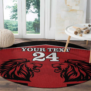 Custom Afro Kenya Rugby Round Carpet African Lion Head