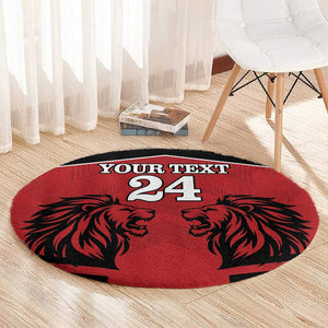 Custom Afro Kenya Rugby Round Carpet African Lion Head